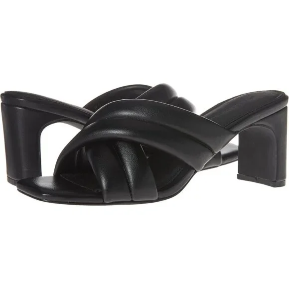 🆕Women's Crossover Heeled Sandal Pump Black Faux Leather, Stylish & Chic - Picture 6 of 8